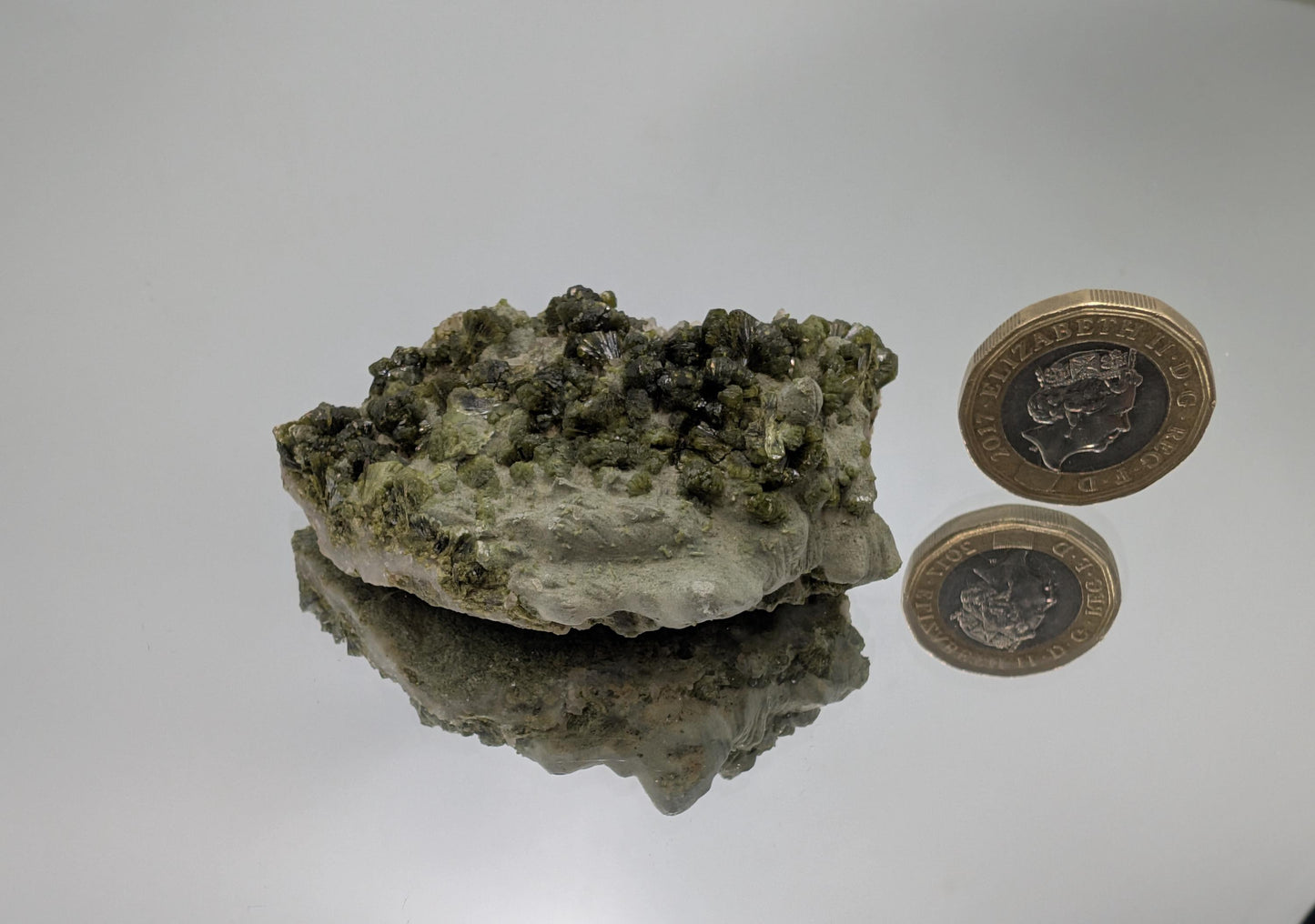 Forest Epidote On Quartz Crystal Fine Mineral (#4)