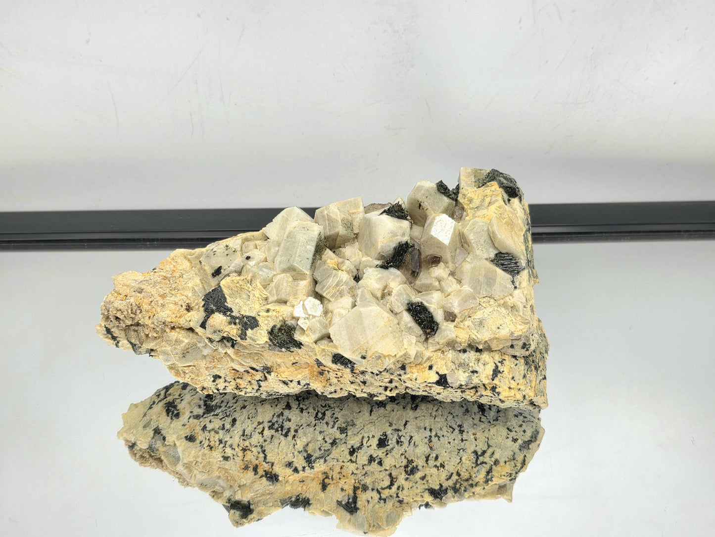 Large Aegirine & Smoky Quartz On Othoclase (#1)