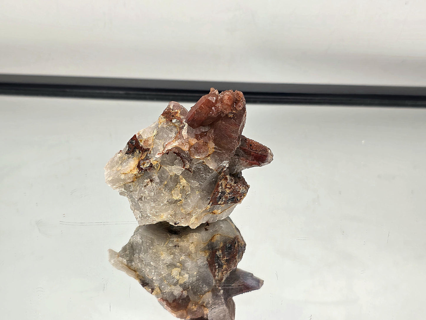 Red Hematite Stained Quartz Crystal Cluster (DP)