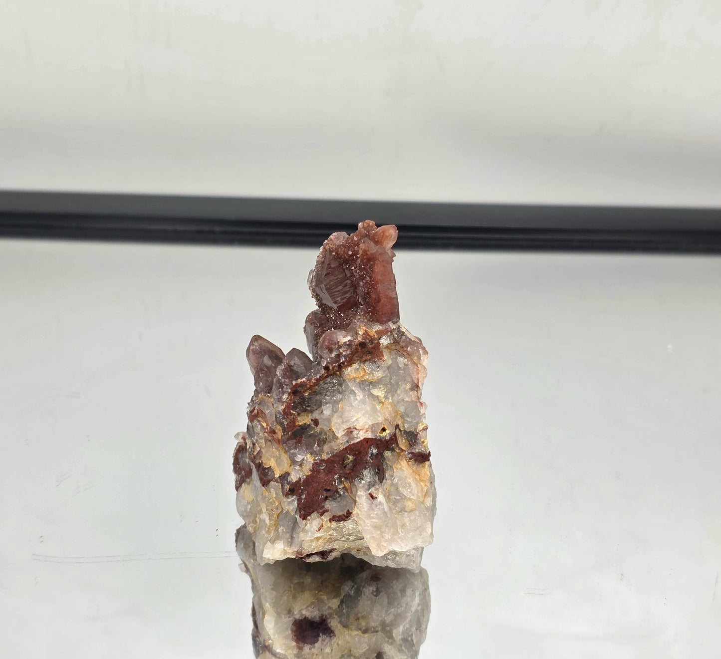 Red Hematite Stained Quartz Crystal Cluster (DP)