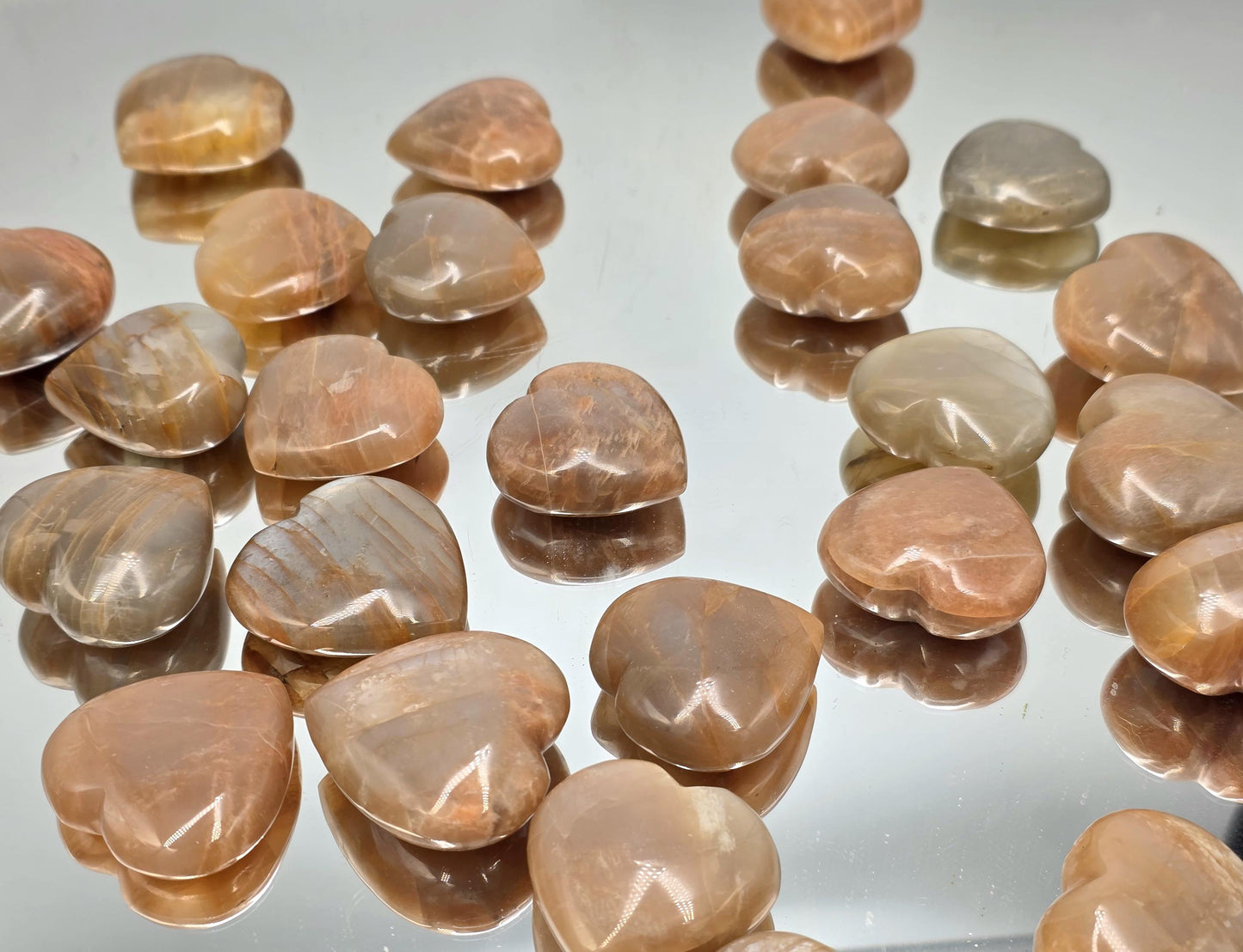 Peach Moonstone Crystal Pocket Heart With Flash