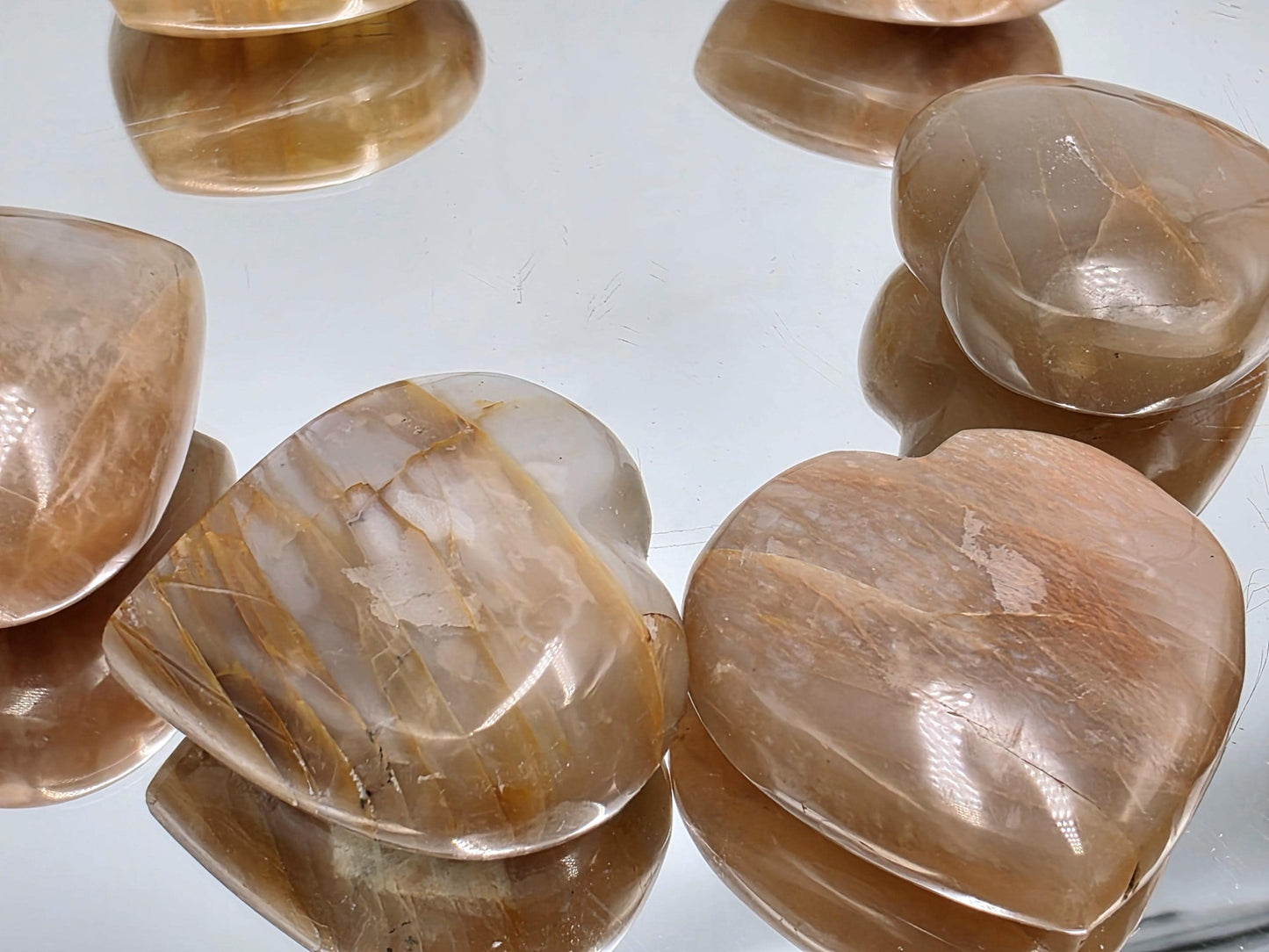 Peach Moonstone Crystal Pocket Heart With Flash