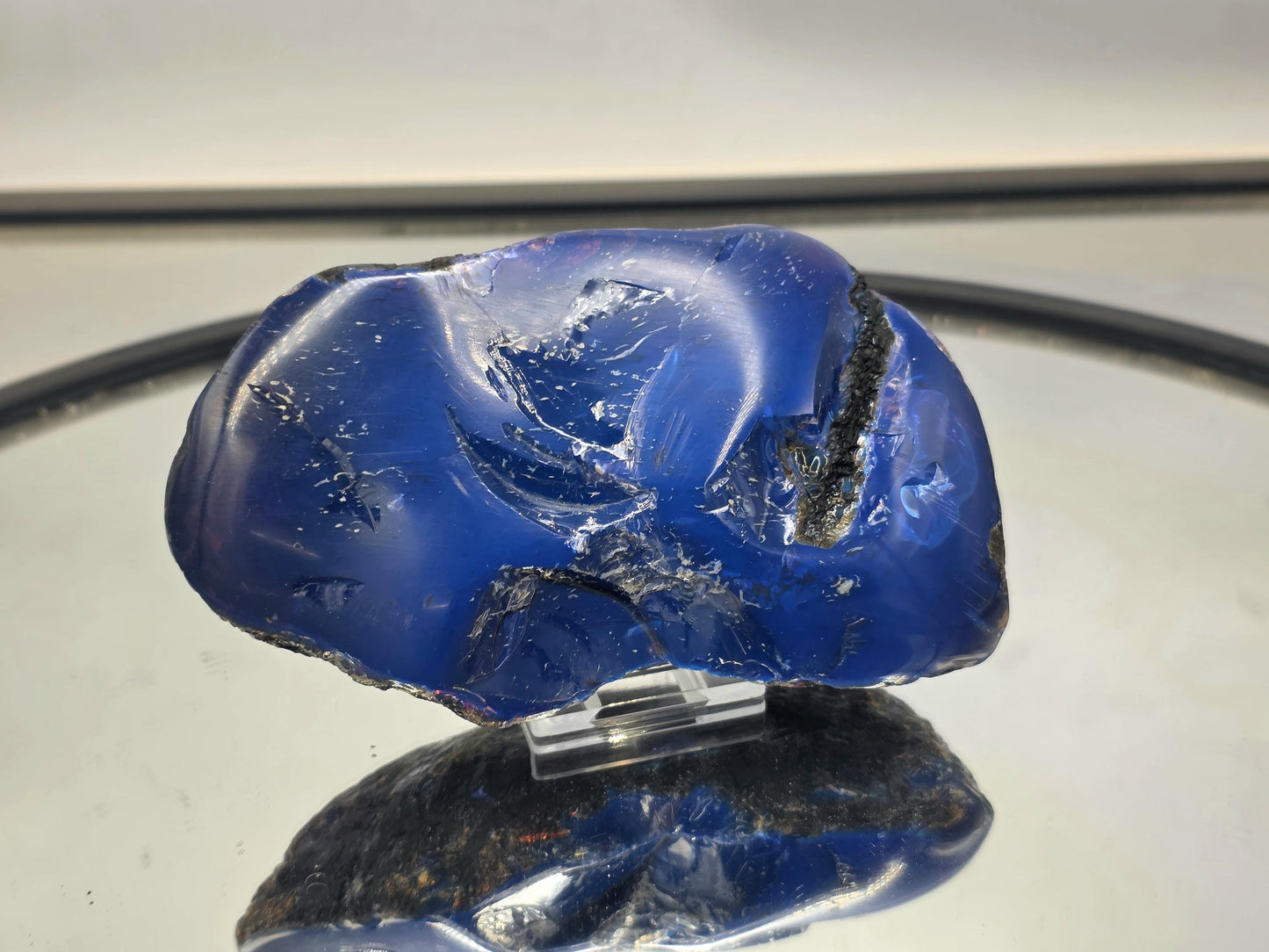 Large Blue Amber Crystal Semi Polished - Indonesia 5"