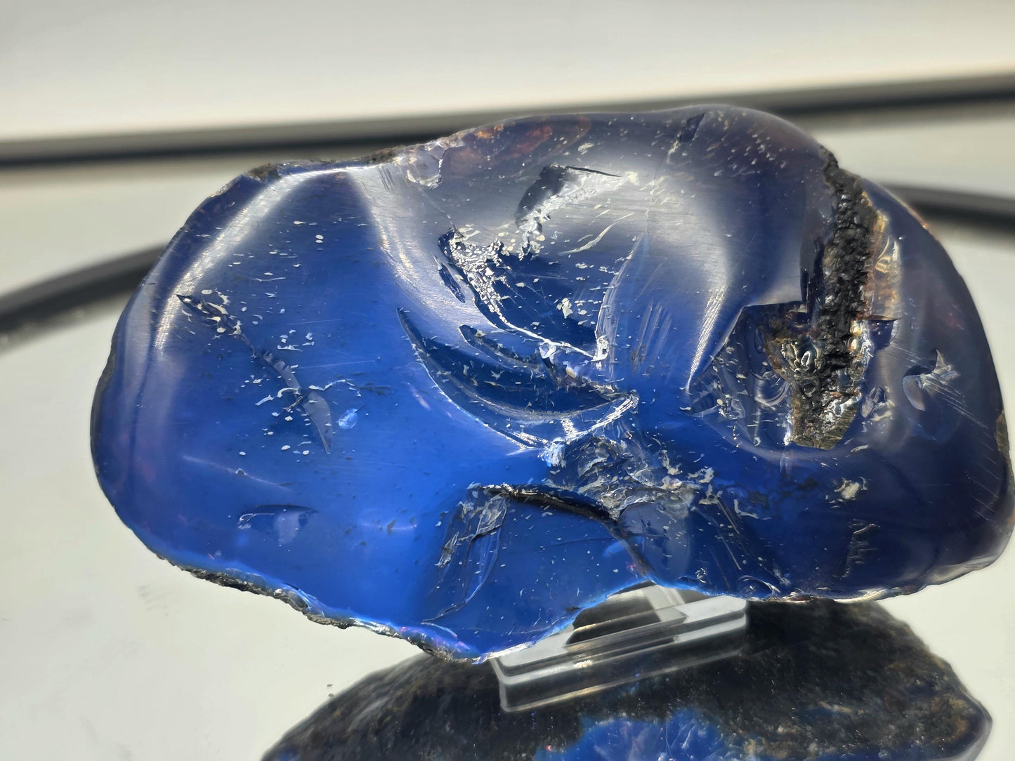 Large Blue Amber Crystal Semi Polished - Indonesia 5"