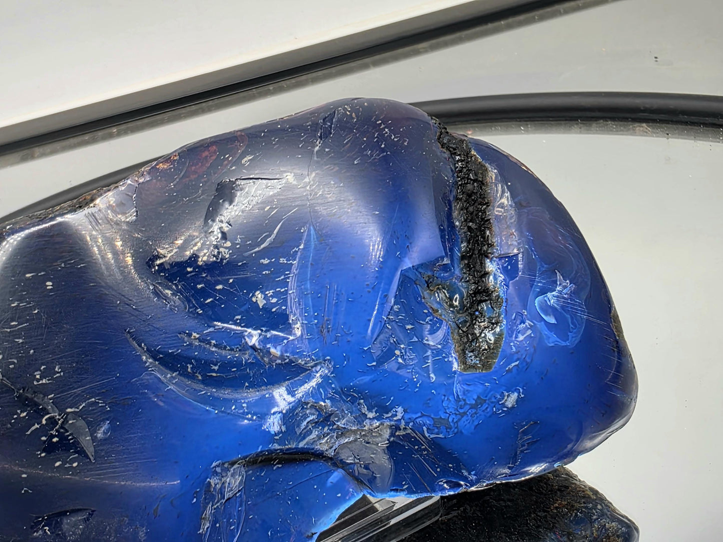 Large Blue Amber Crystal Semi Polished - Indonesia 5"