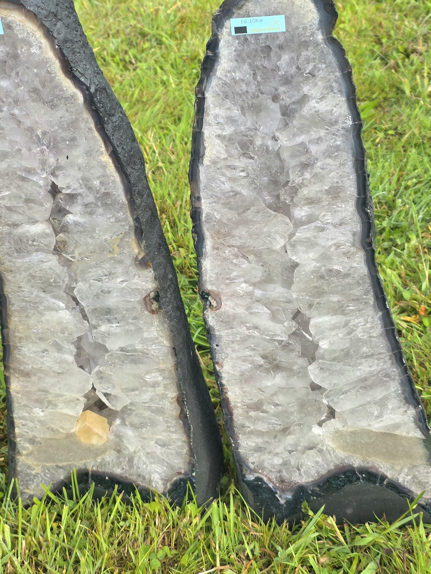 2 X Quartz Crystal Church Geode Pair 59cm