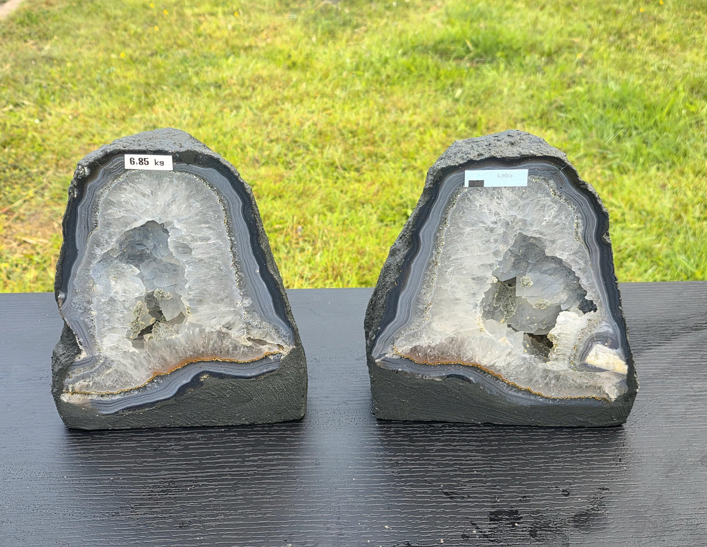 2 X Quartz Crystal Church Geode Pair