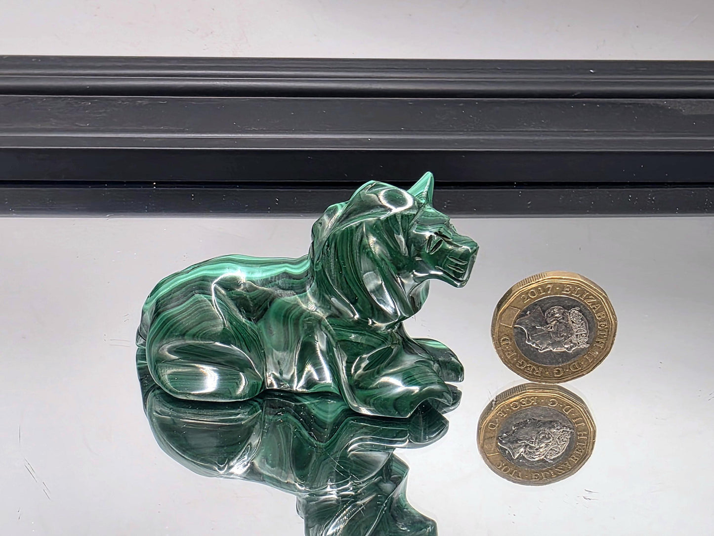 Malachite Crystal Tiger Carving (#3)