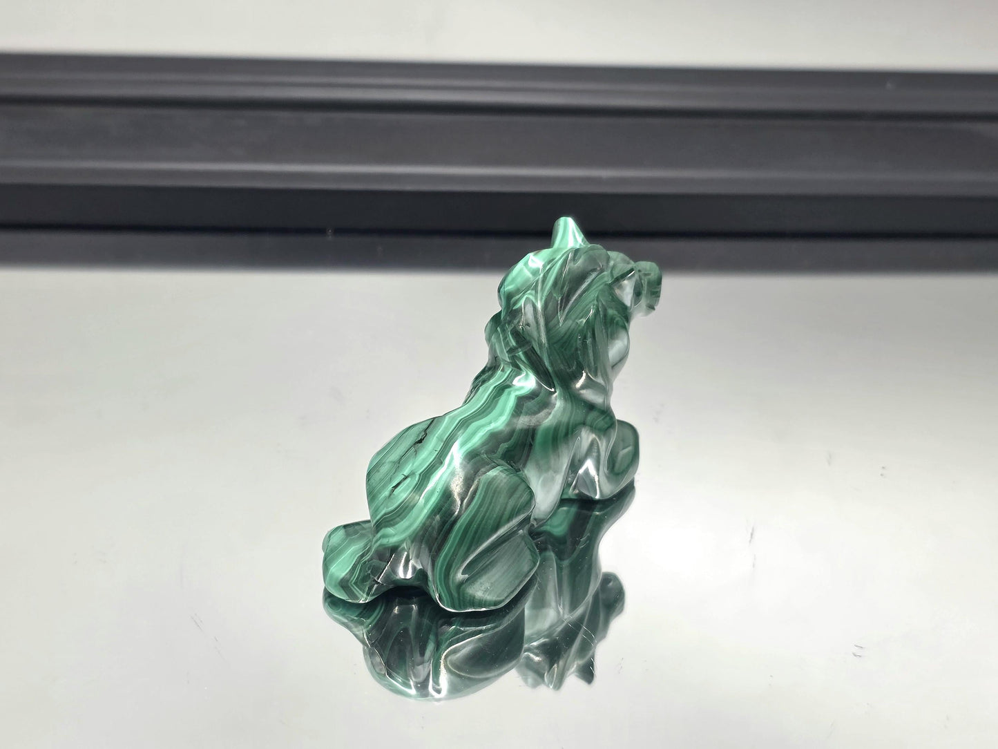 Malachite Crystal Tiger Carving (#3)
