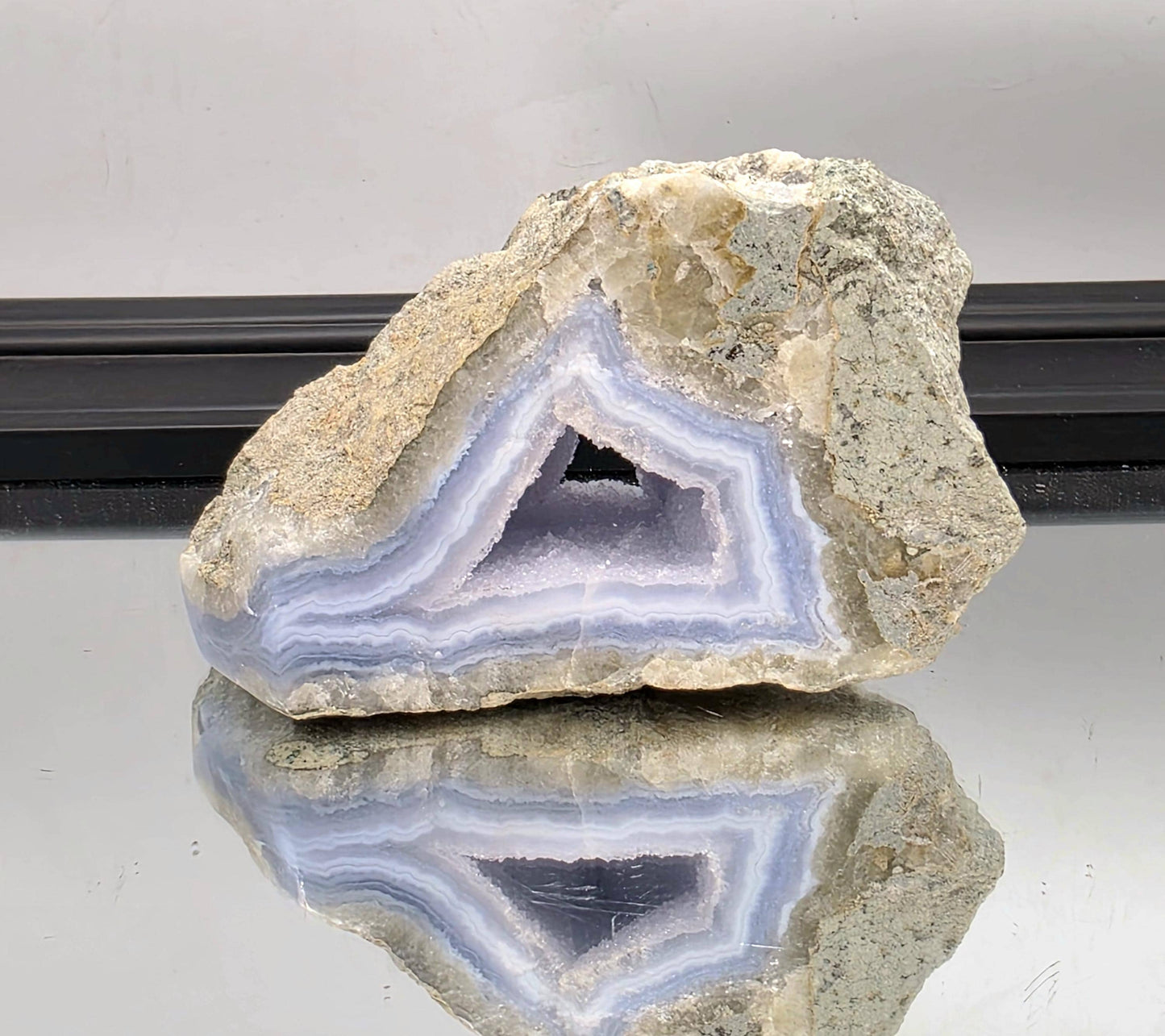 Large Blue Lace Agate Geode with Druzy (#1)