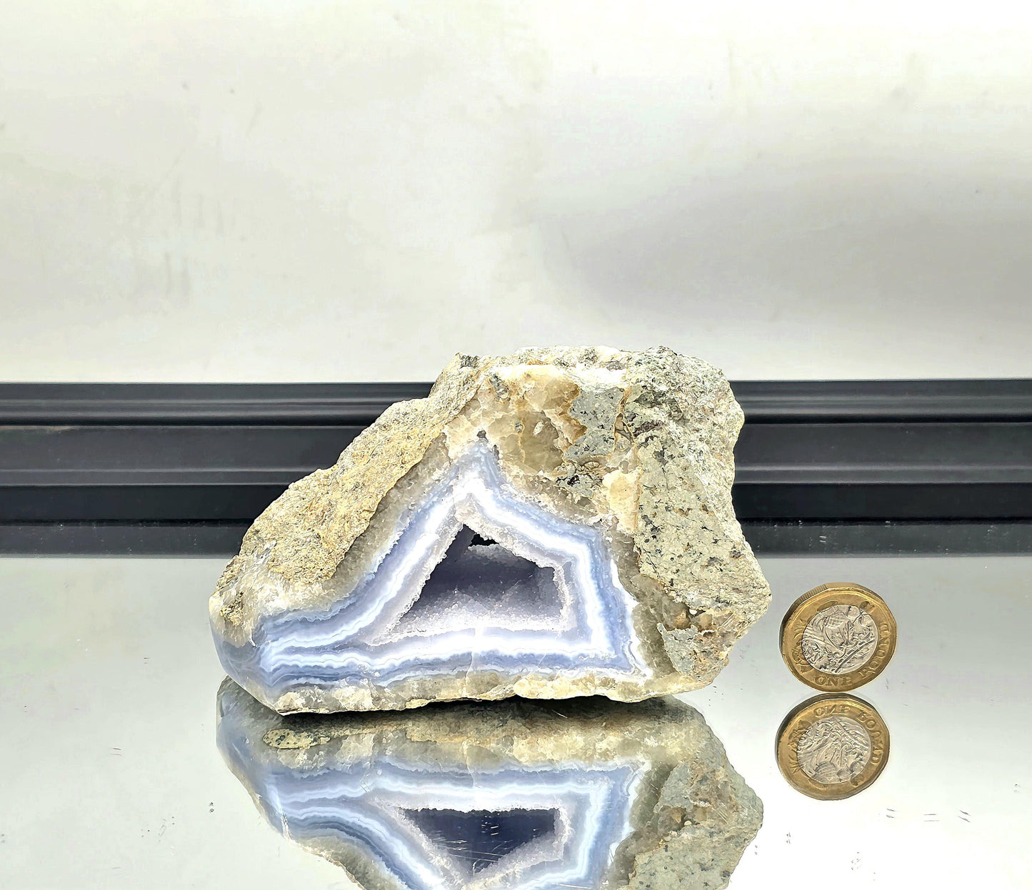 Large Blue Lace Agate Geode with Druzy (#1)