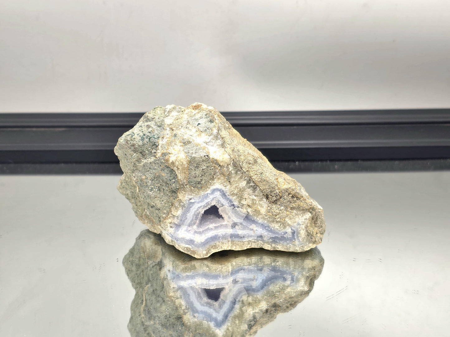 Large Blue Lace Agate Geode with Druzy (#1)