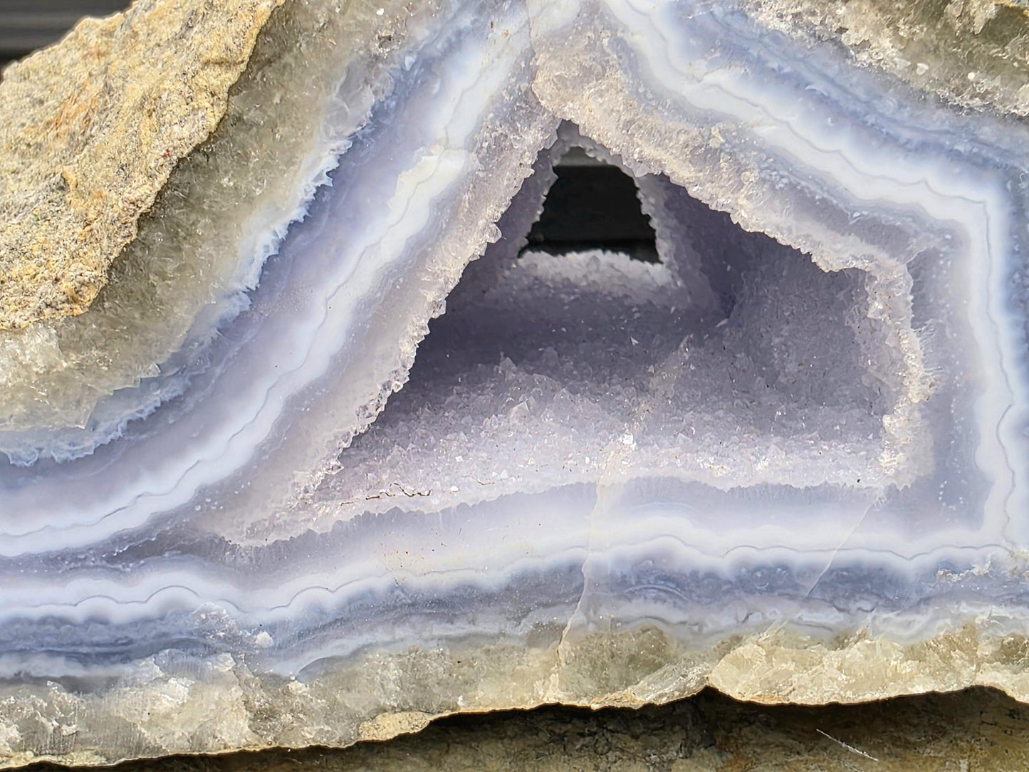 Large Blue Lace Agate Geode with Druzy (#1)