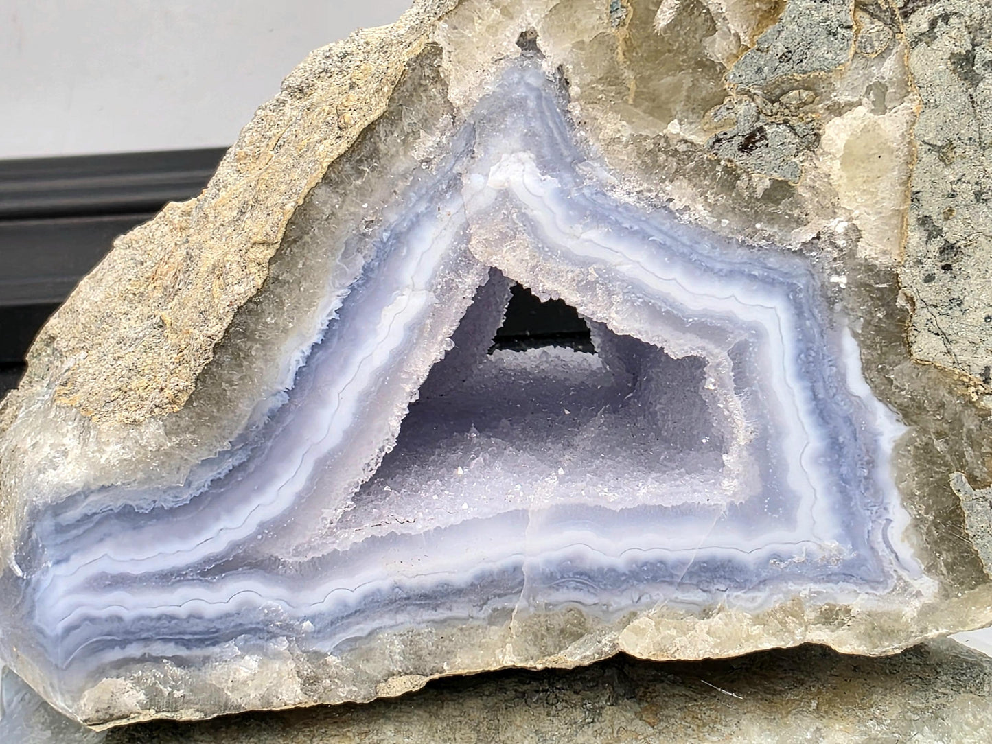 Large Blue Lace Agate Geode with Druzy (#1)