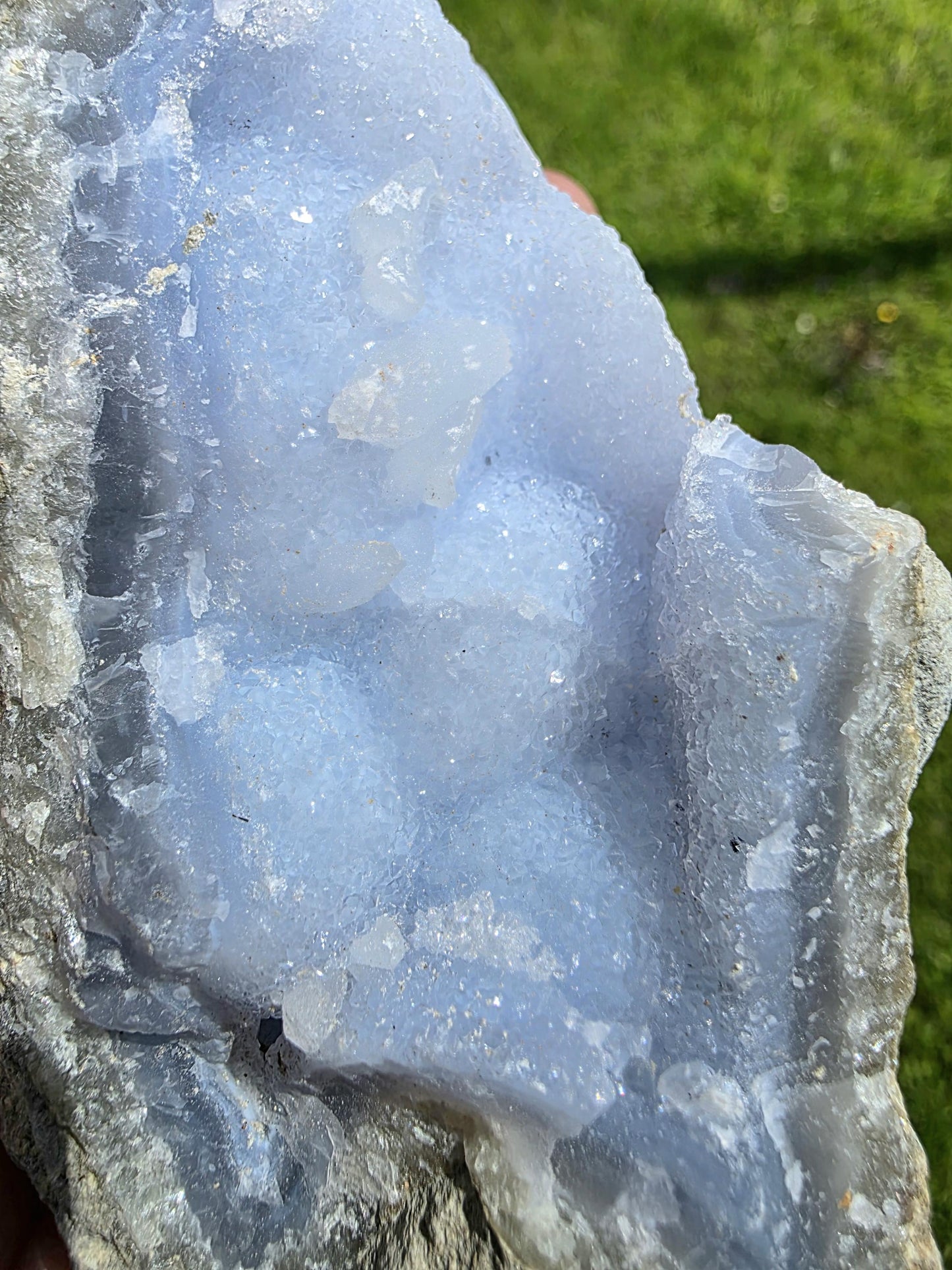 Large Blue Lace Agate Geode with Druzy (#3)