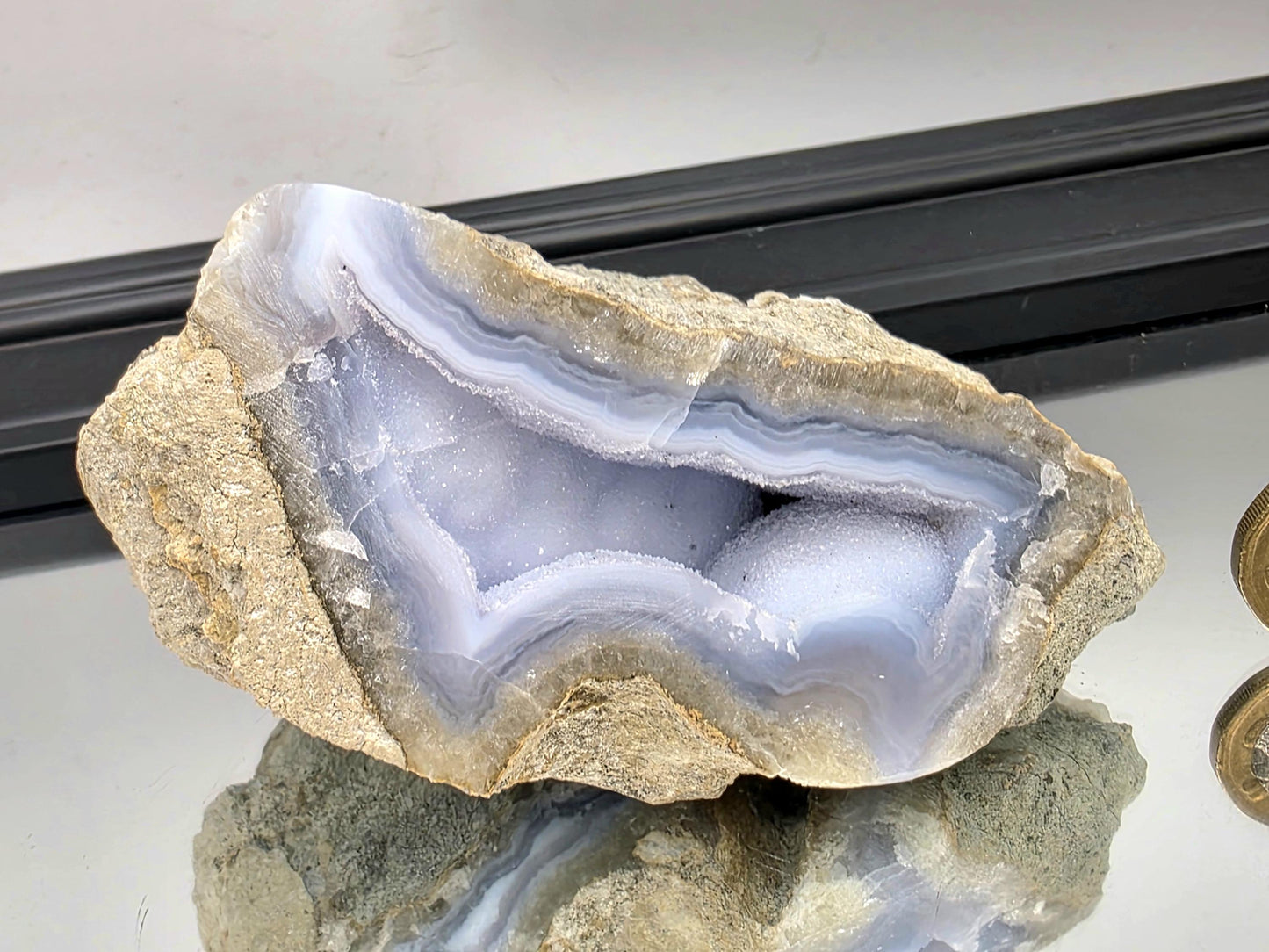 Large Blue Lace Agate Geode with Druzy | Polished #12