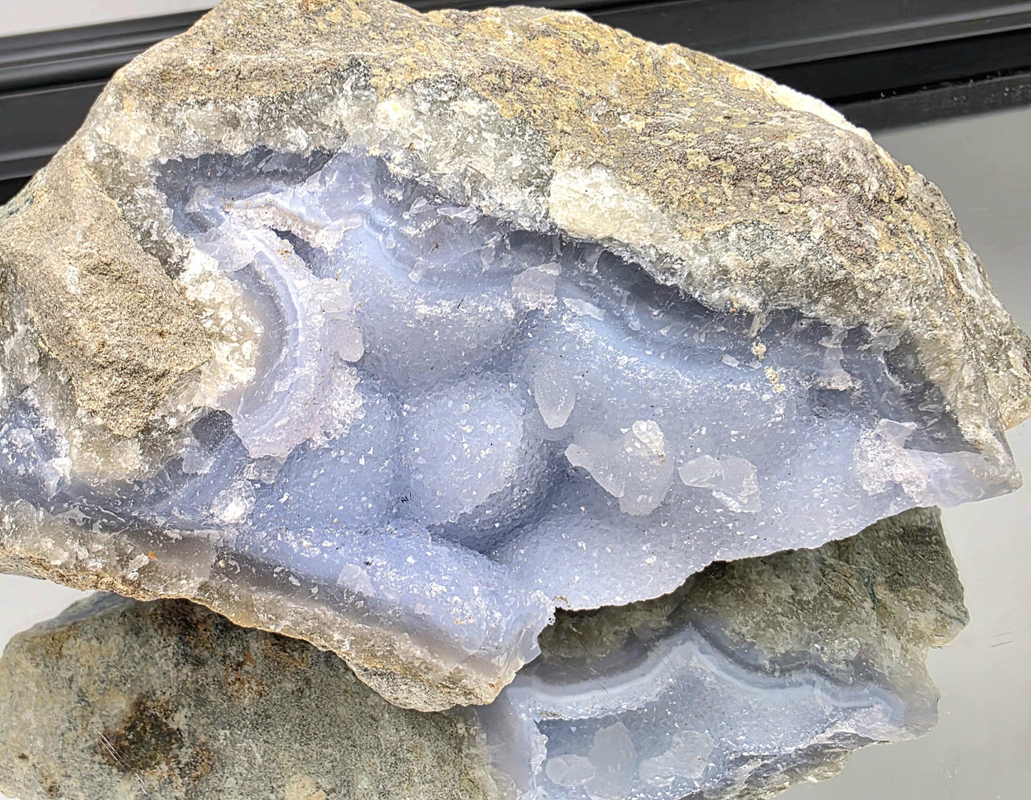 Large Blue Lace Agate Geode with Druzy (#3)