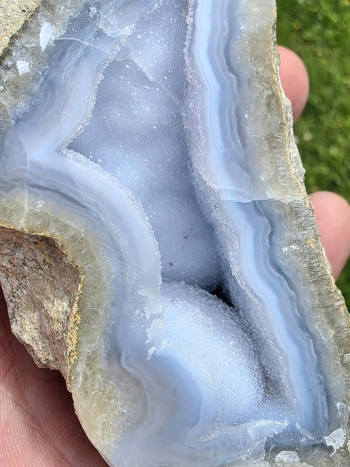 Large Blue Lace Agate Geode with Druzy | Polished #12