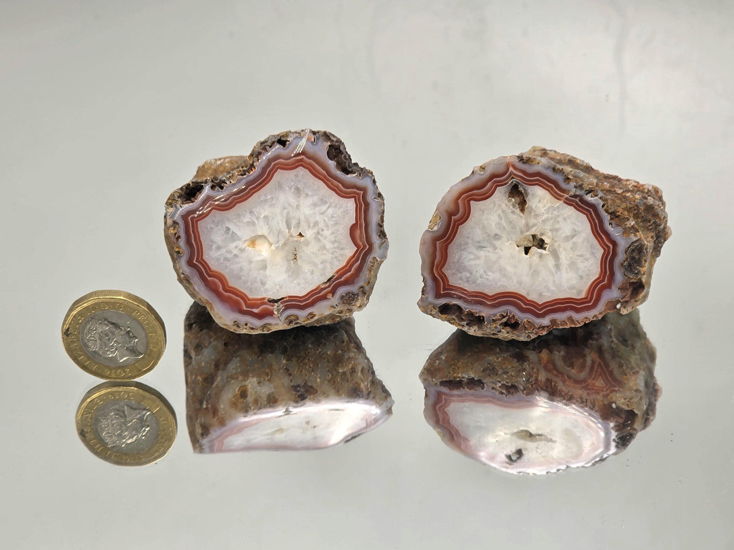 Malawi Agate Colour Banded Polished Crystal Pair (#37)