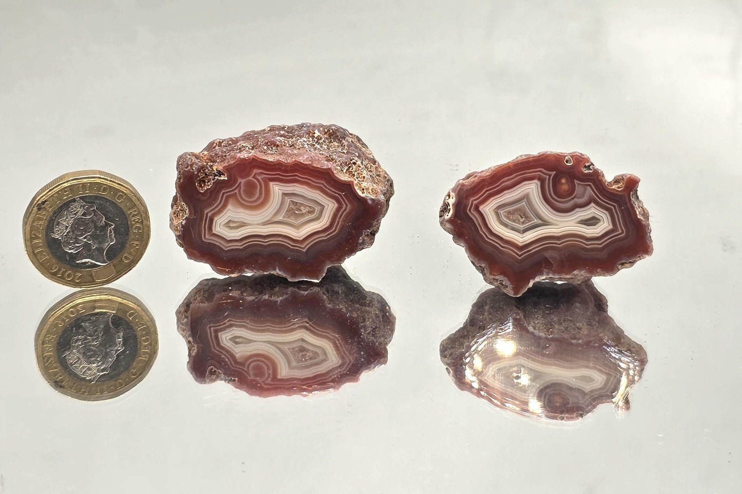 Malawi Agate Colour Banded Polished Crystal Pair (#55)