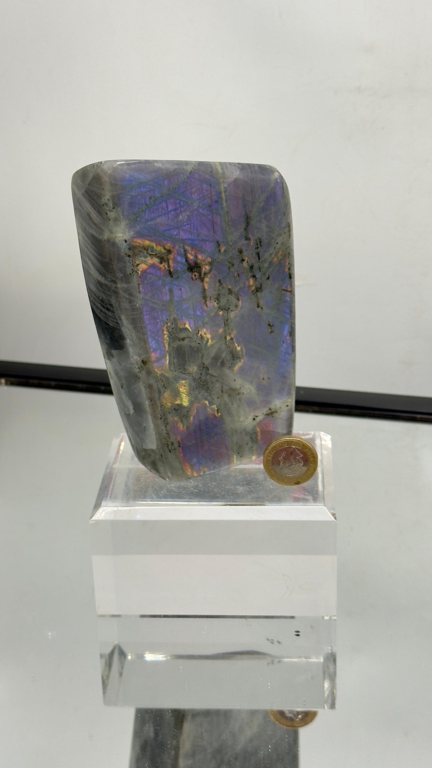 Purple Labradorite Crystal | Fully Polished | Natural Flashing Labradorite Stone 1.1kg | Statement Crystal Décor (DP)