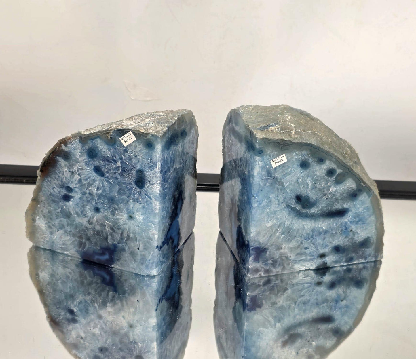 Blue Agate Quartz Crystal Bookends Home Decor Office Gift (#15)