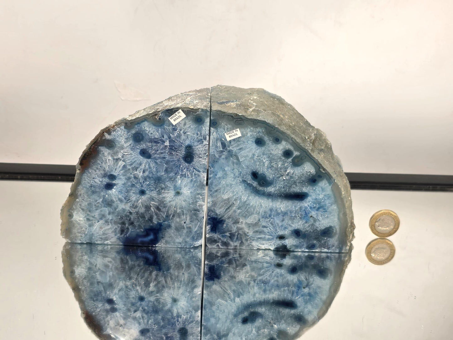 Blue Agate Quartz Crystal Bookends Home Decor Office Gift (#15)