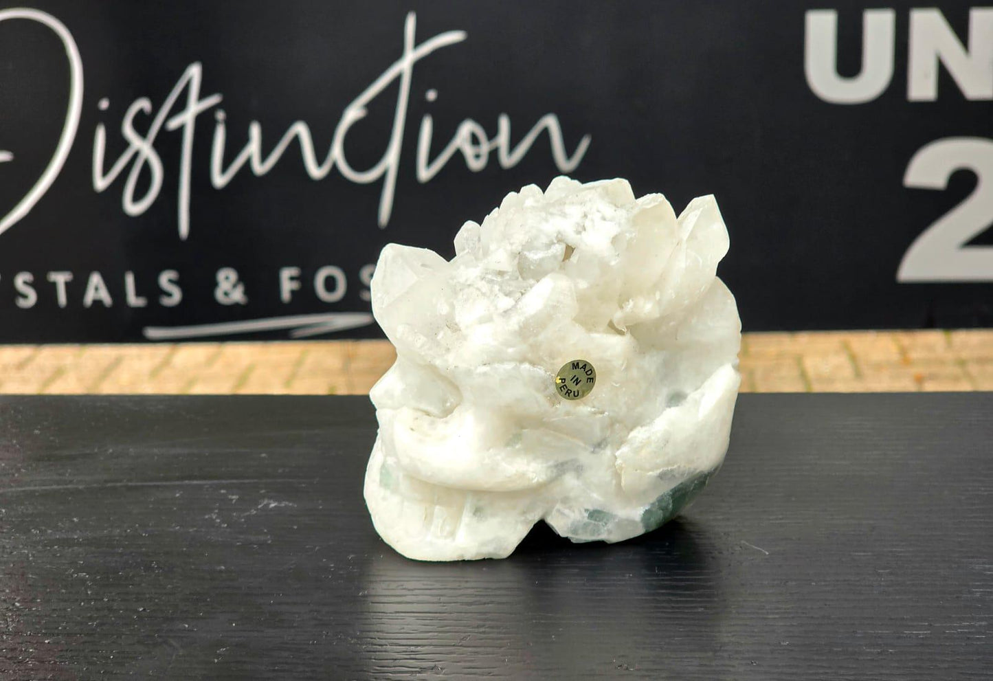 Large Quartz Crystal Skull #7 | Fluorite inclusion | Hand-Carved in Peru | Natural Quartz | Crystal Sculpture | Unique Gift