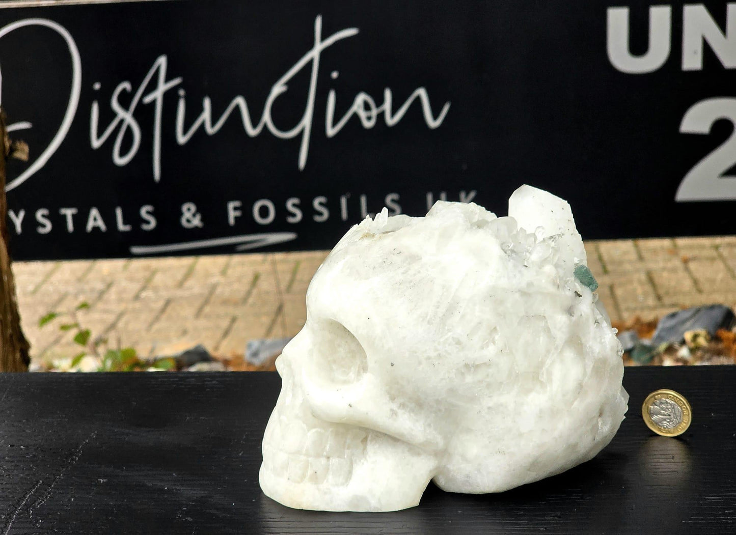 XL Large Quartz Crystal Skull #3 | Fluorite inclusion | Hand-Carved in Peru | Natural Quartz | Crystal Sculpture | Unique Gift