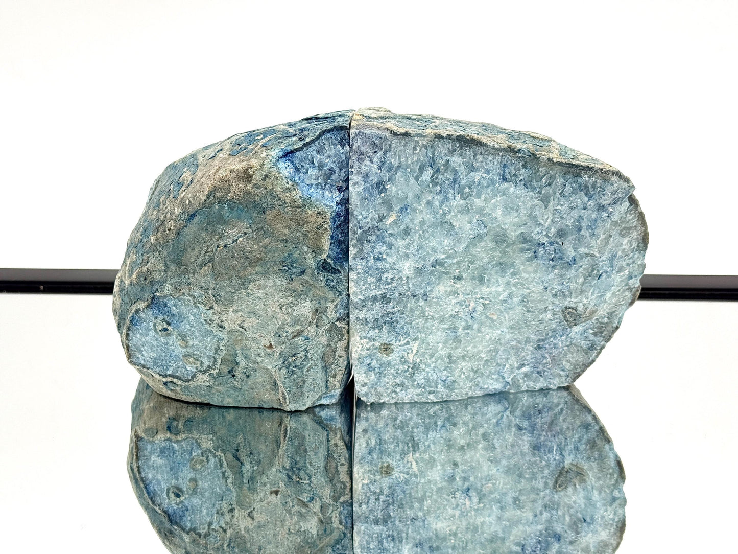 Large Crystal Bookends Home Decor Office Gift Blue Agate Quartz (#14)