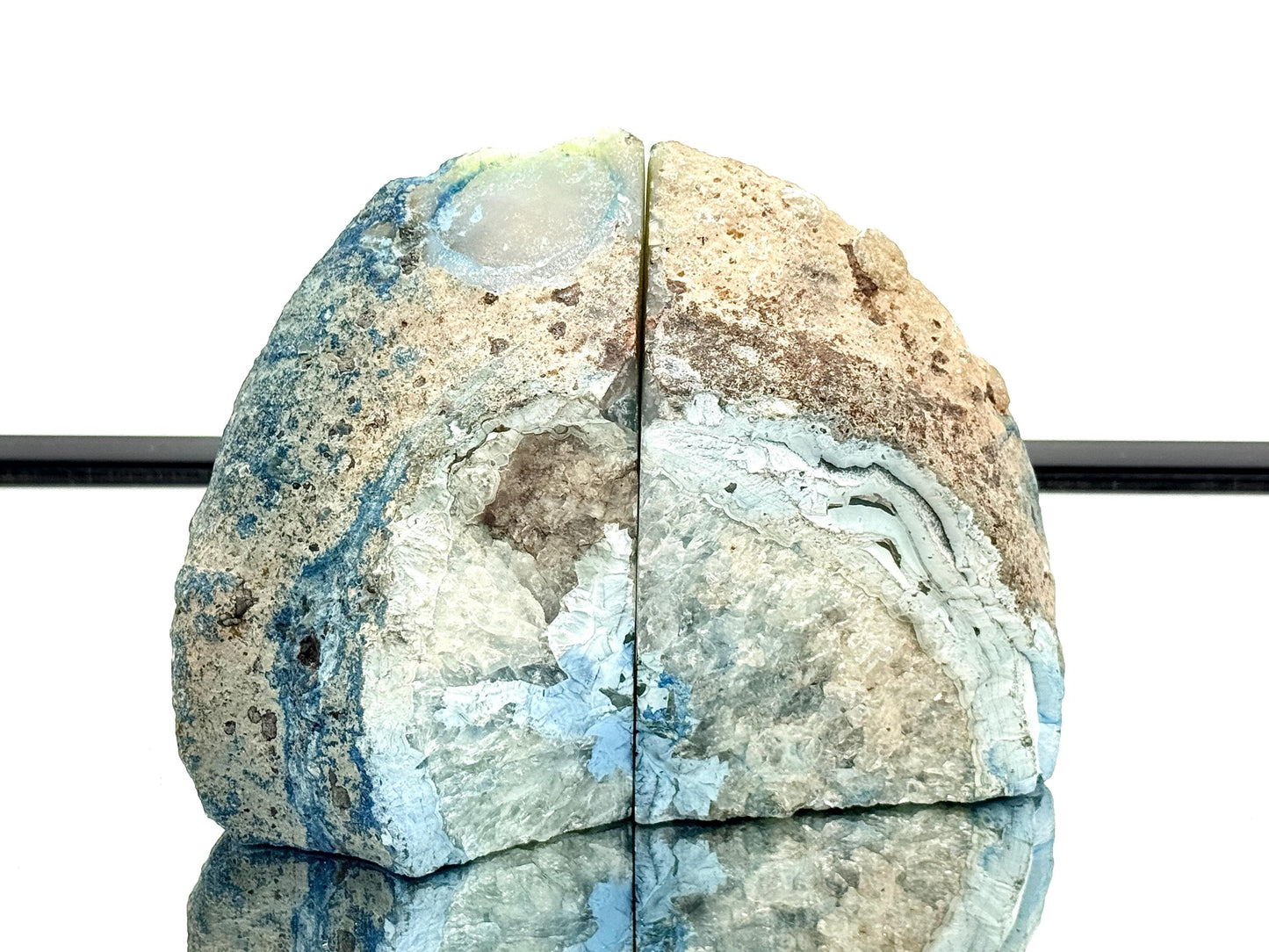 Blue Agate Quartz Crystal Bookends Home Decor Office Gift (#52)