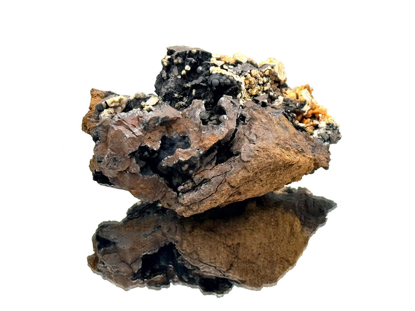 Mimetite On Pyrolusite Crystal Mineral - Morocco (#1)
