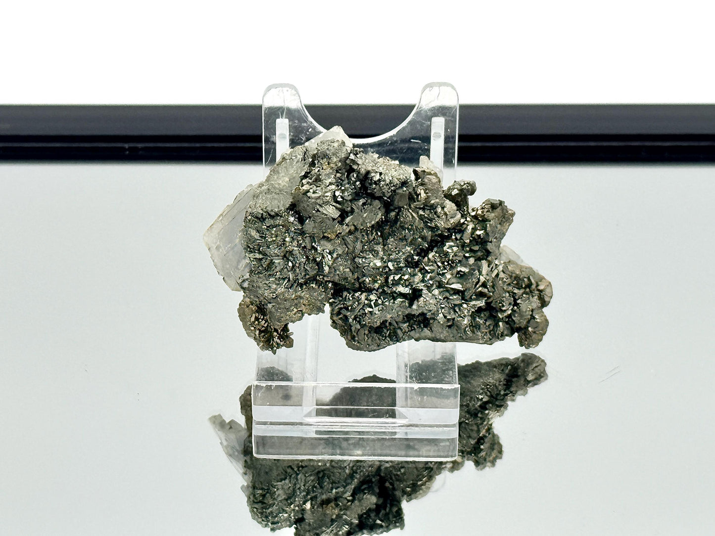 16) Blue Baryte Crystal With Marcasite Pyrite - Morocco
