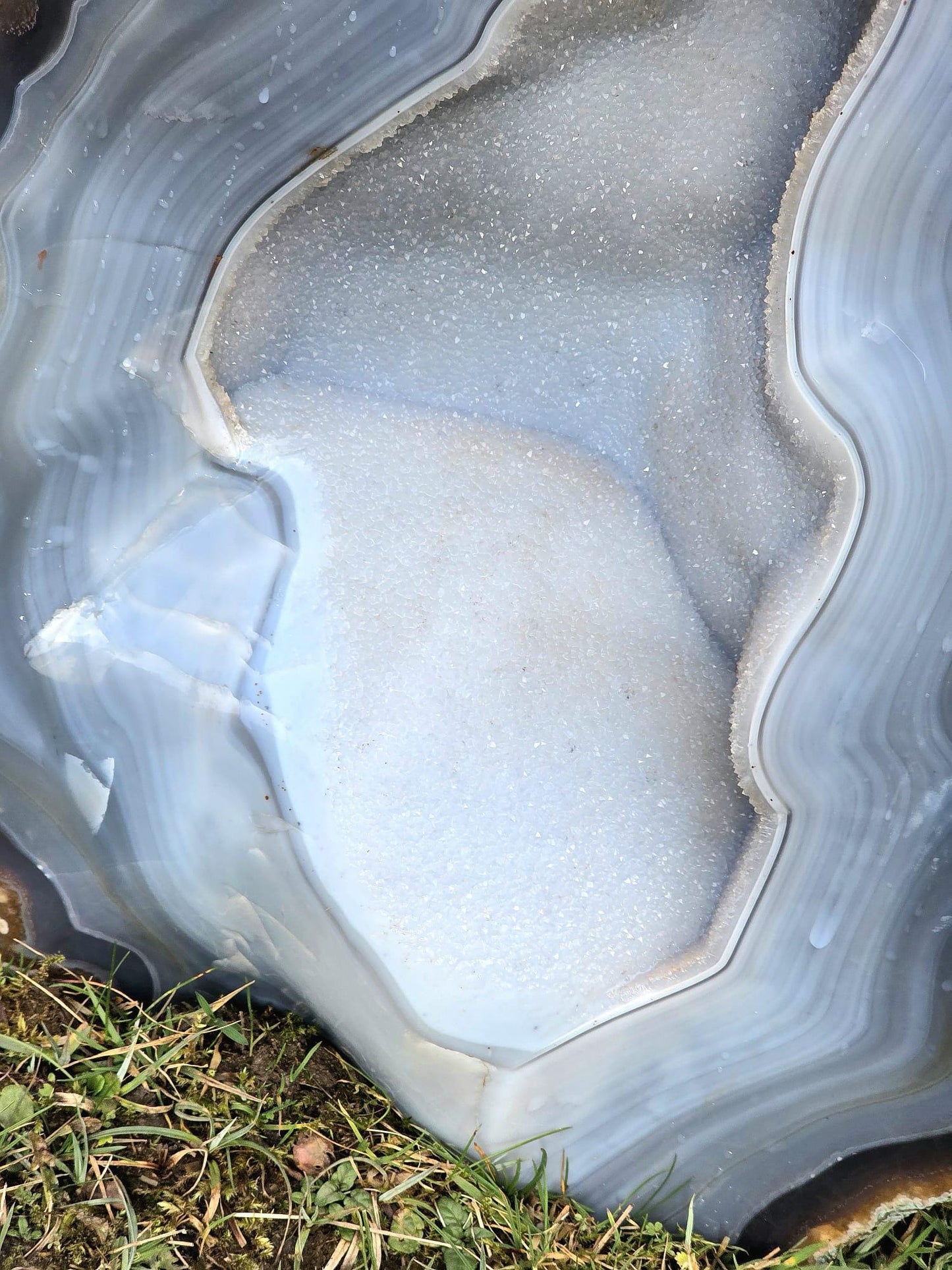 Large Blue Agate Crystal Geode 29.5kg – Polished Natural Madagascar Druze Agate Crystal Display