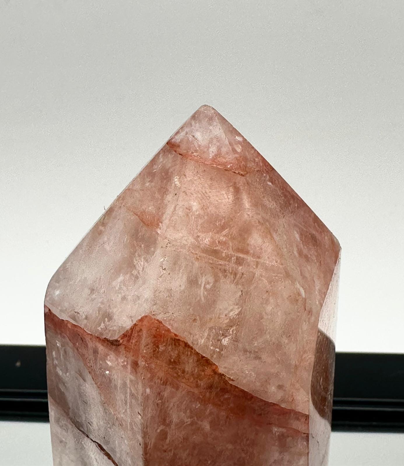Fire Quartz Crystal Point Red Hematoid Quartz Prism | Polished Madagascar Quartz Tower #1
