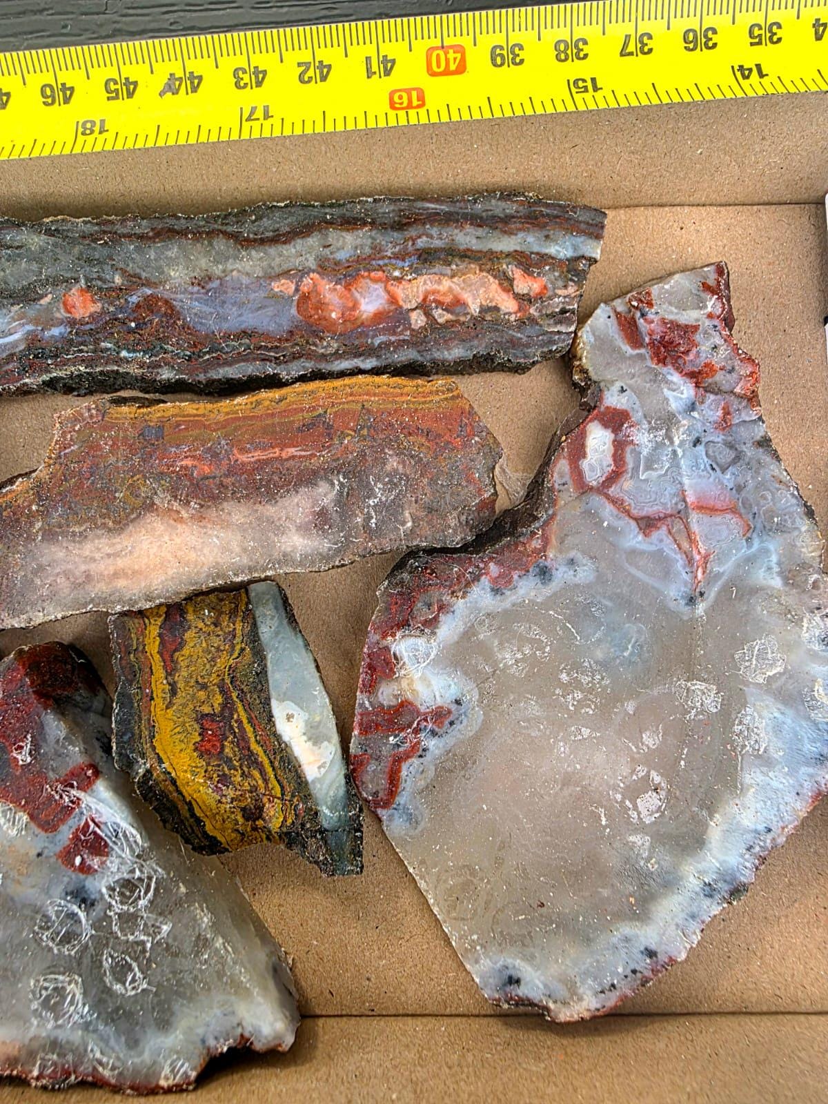 Moroccan Agate Slices Rough Lapidary Material Tray | Pre-Cut Agate for Cabbing & Tumbling