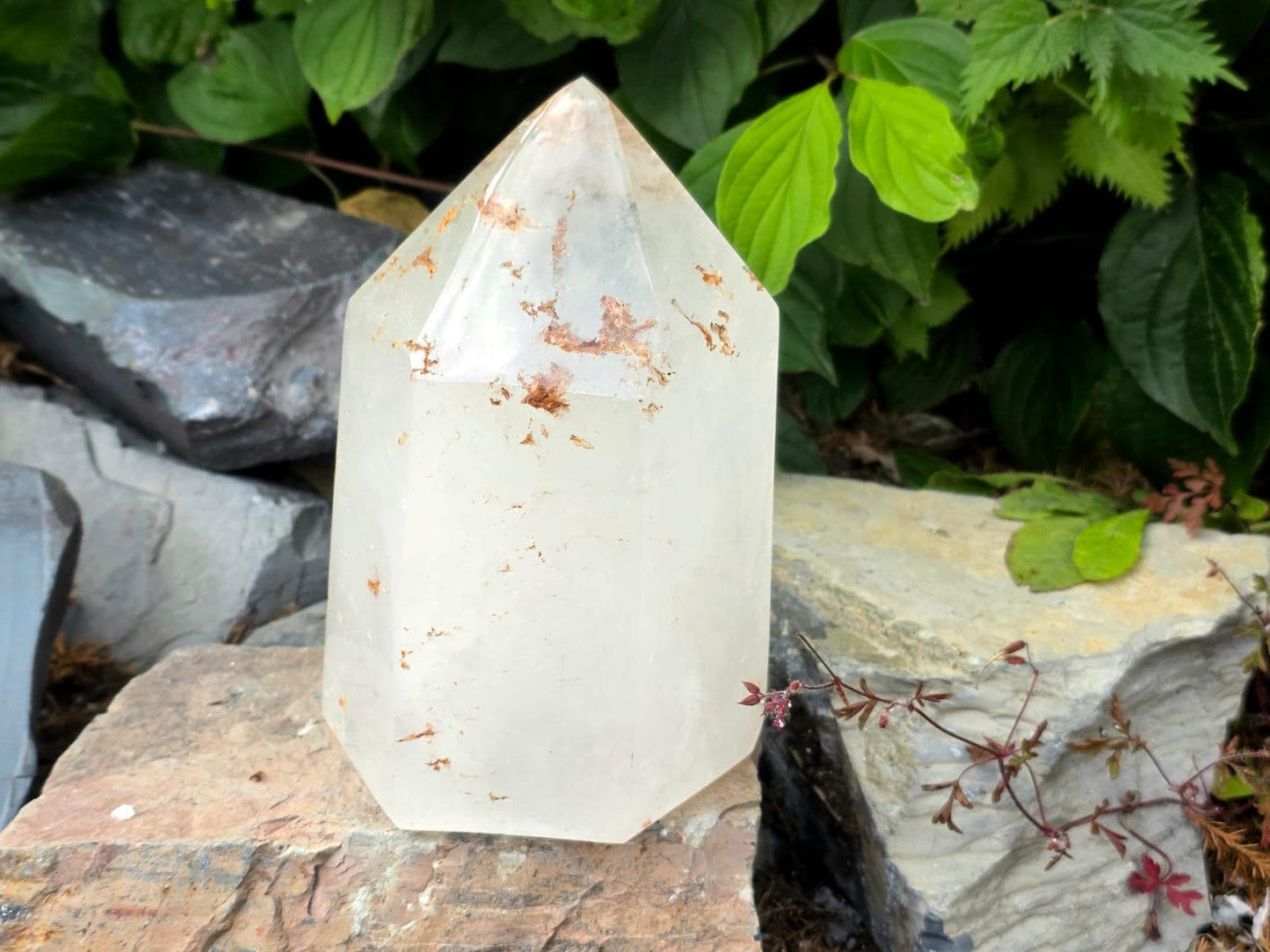 Large Copper inclusion Quartz Crystal Prism Tower 2.62KG (#DP)