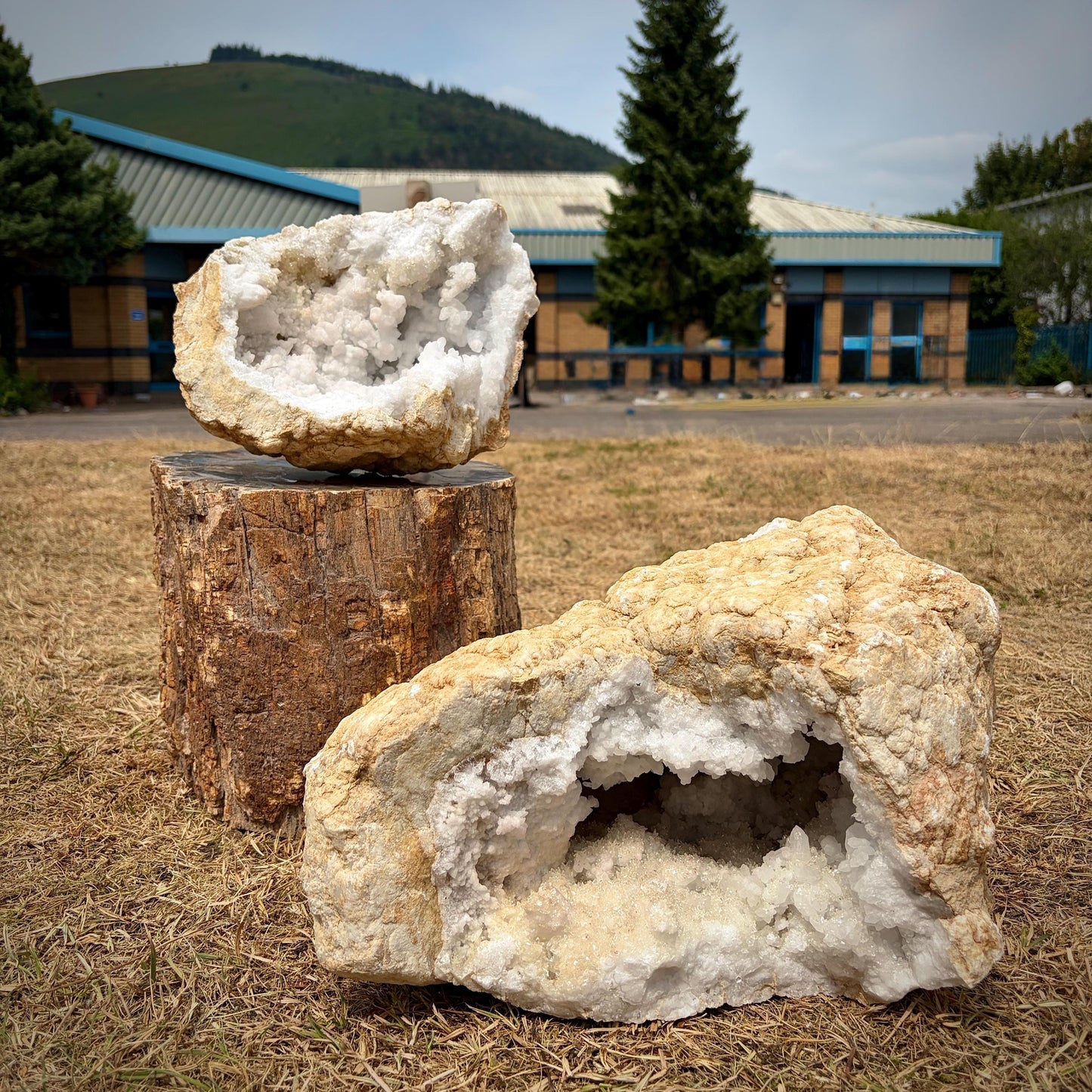 XL Quartz Crystal with Calcite Geode Pair 22.05kg #4