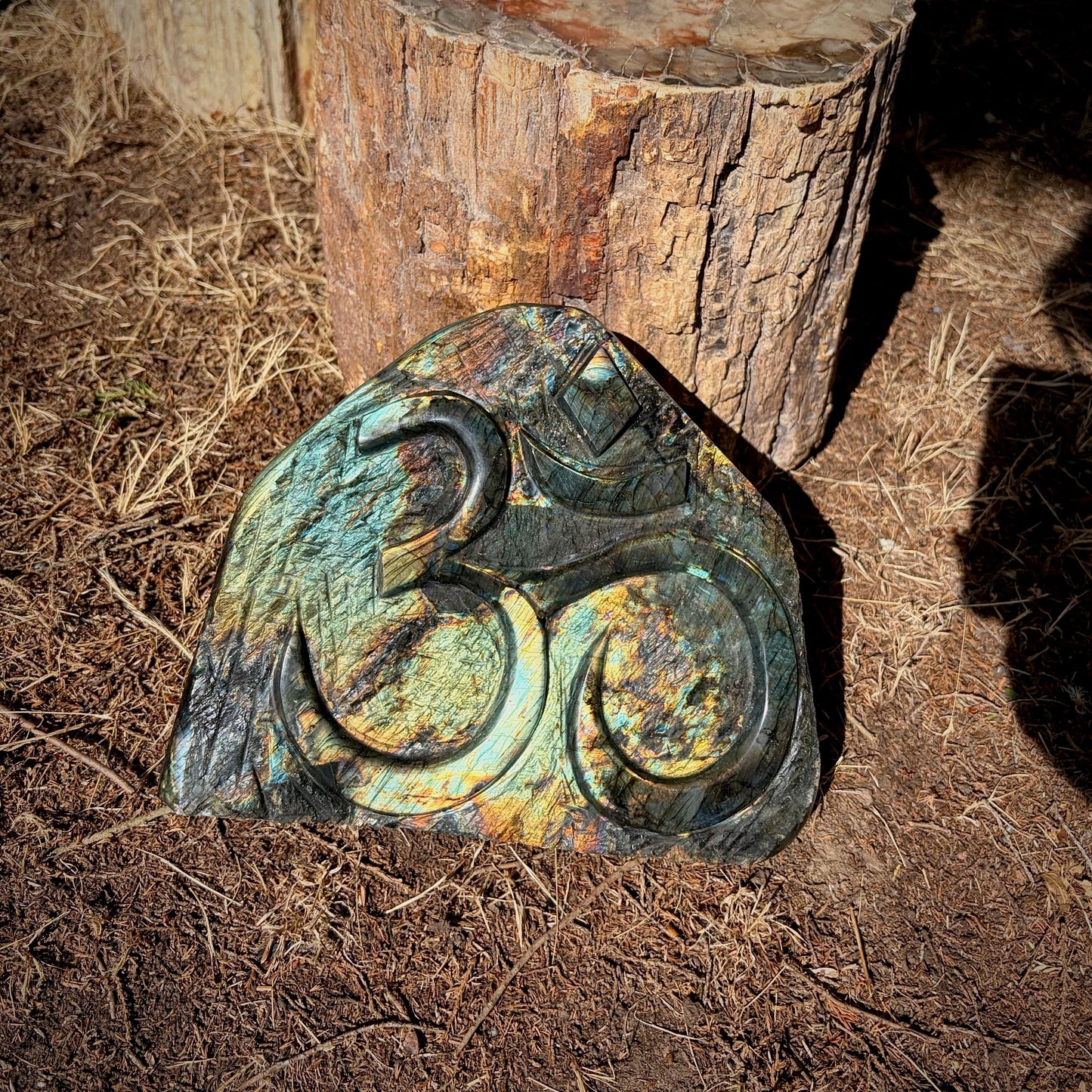 Large Labradorite Sacred Om Symbol Crystal Freeform | 8.1kg