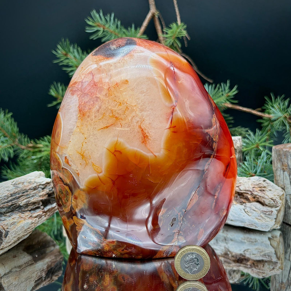 Carnelian with Quartz Freeform | XL 3.68kg Polished Crystal | Large Natural Mineral Statement Piece (#2)