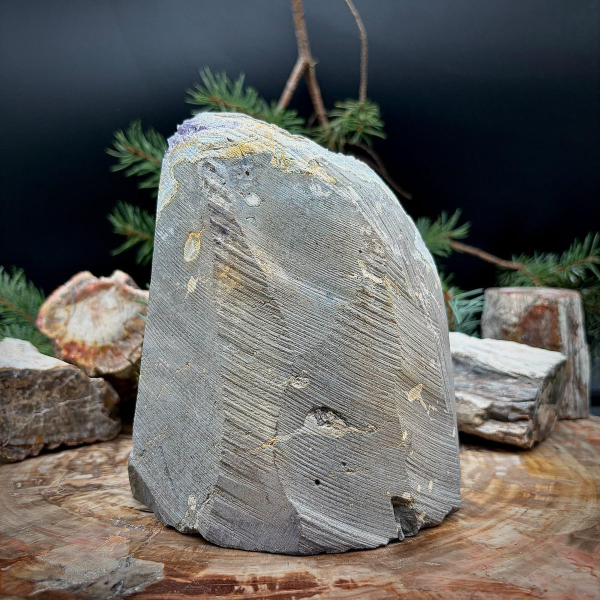 Large Amethyst Crystal Geode Cutbase | Freestanding Crystal Display | ACB36