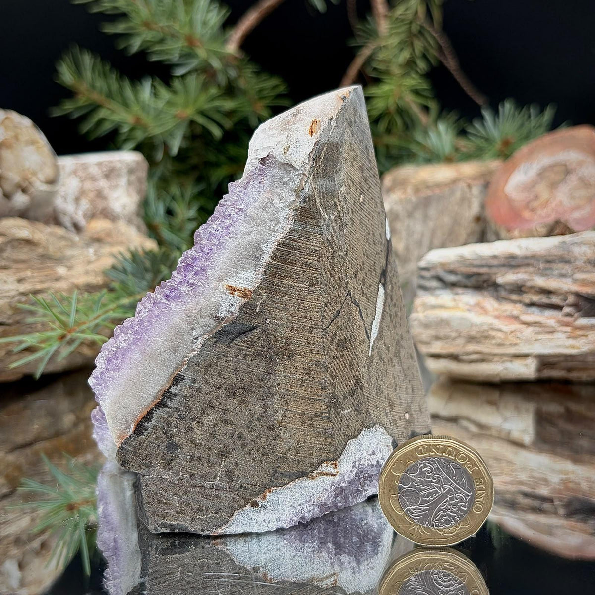Amethyst Crystal Geode Cutbase | Freestanding Crystal Display | ACB-59