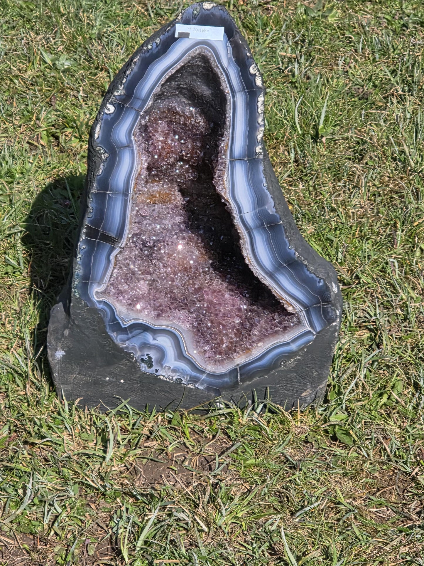 Blue agate and amethyst crystal church for sale