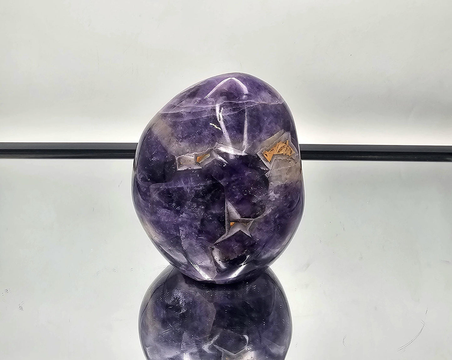 Dark Amethyst & Quartz crystal freeform, with rich colors and unique natural patterns.