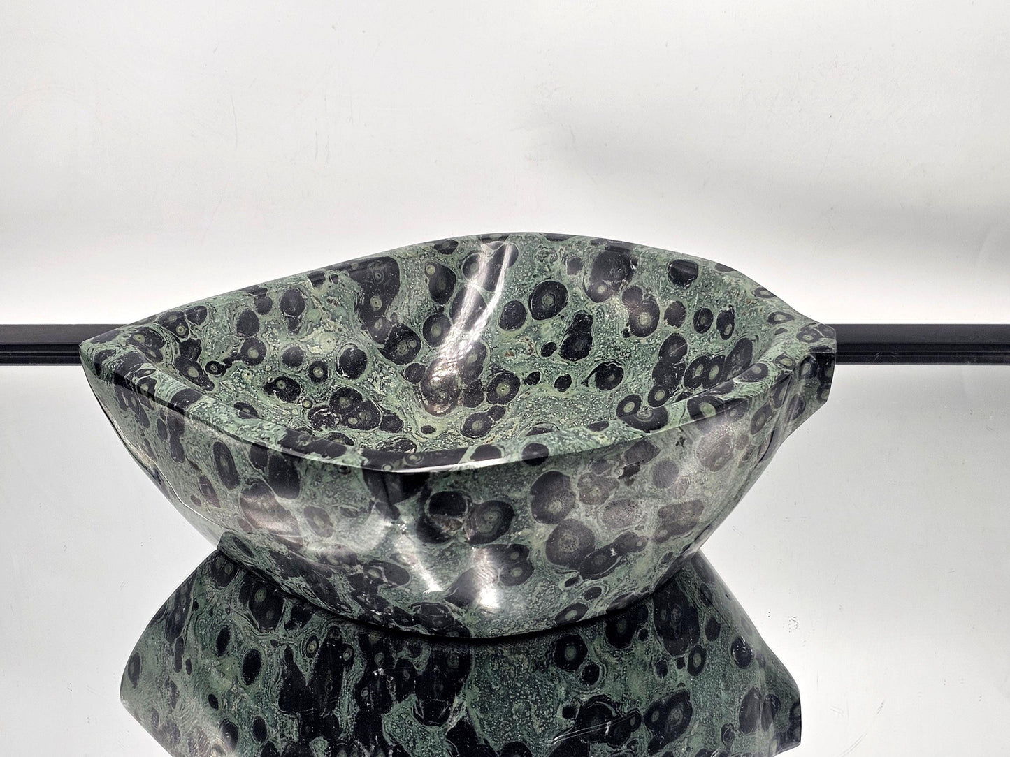 Large decorative Kambaba Jasper leaf bowl.