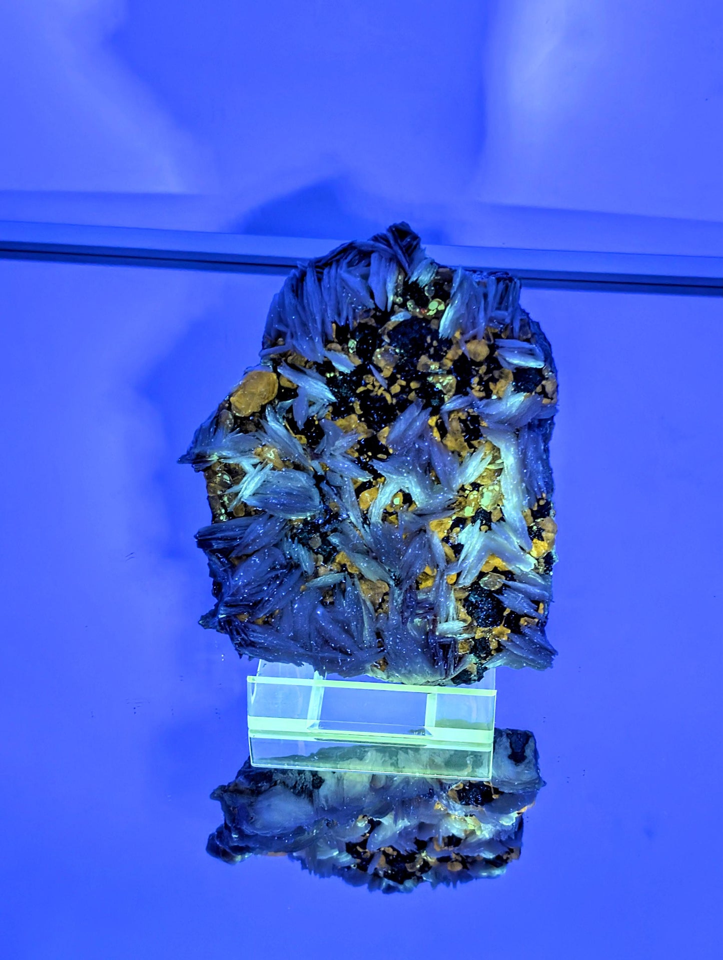 Cerussite & Galena on Baryte collector crystal specimen uv reactive.