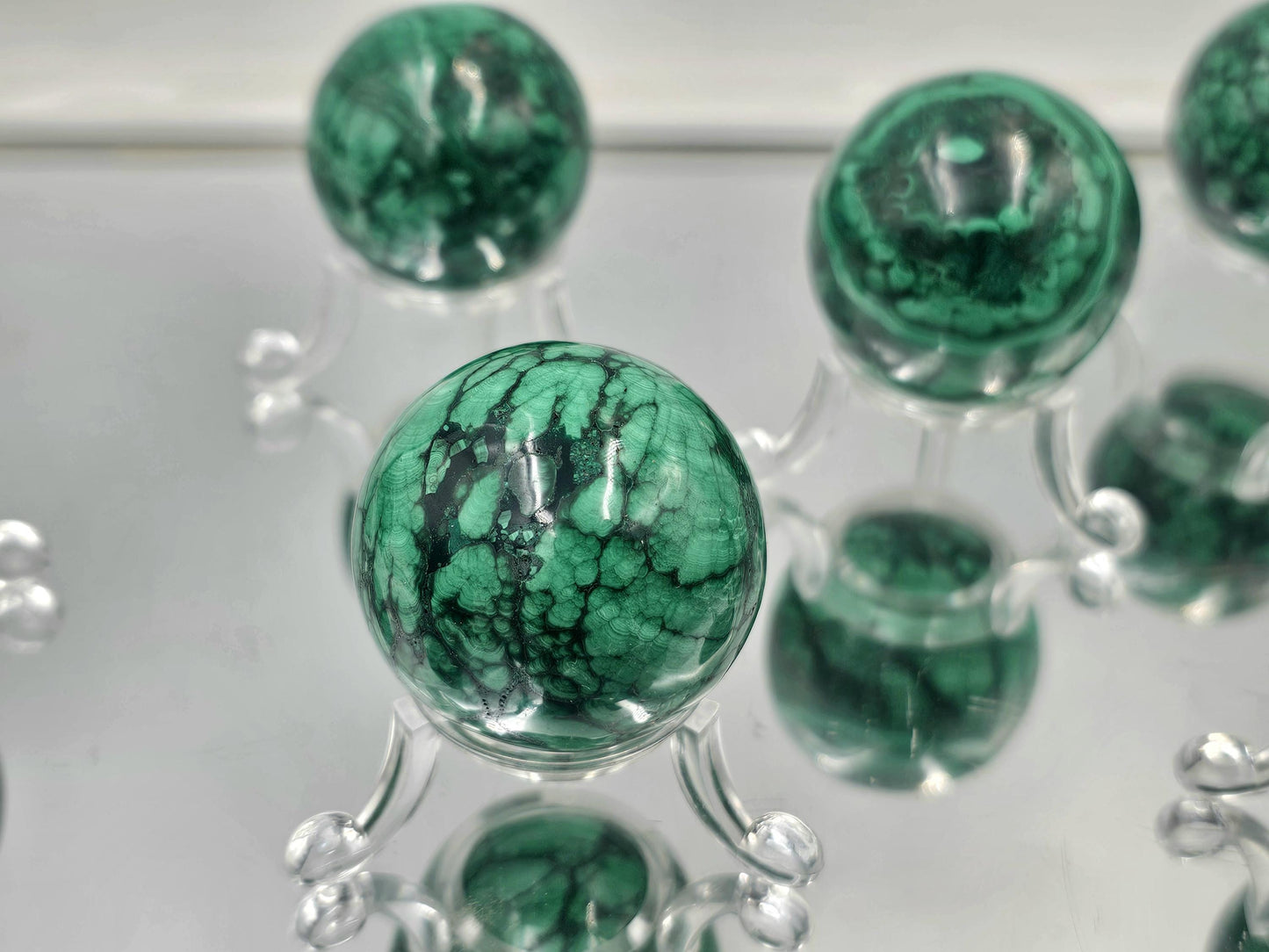 small malachite crystal sphere authentic