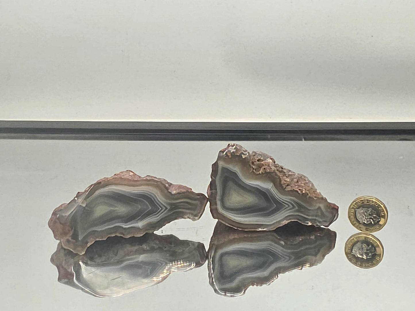 Banded agate polished crystal pair perfect for collectors
