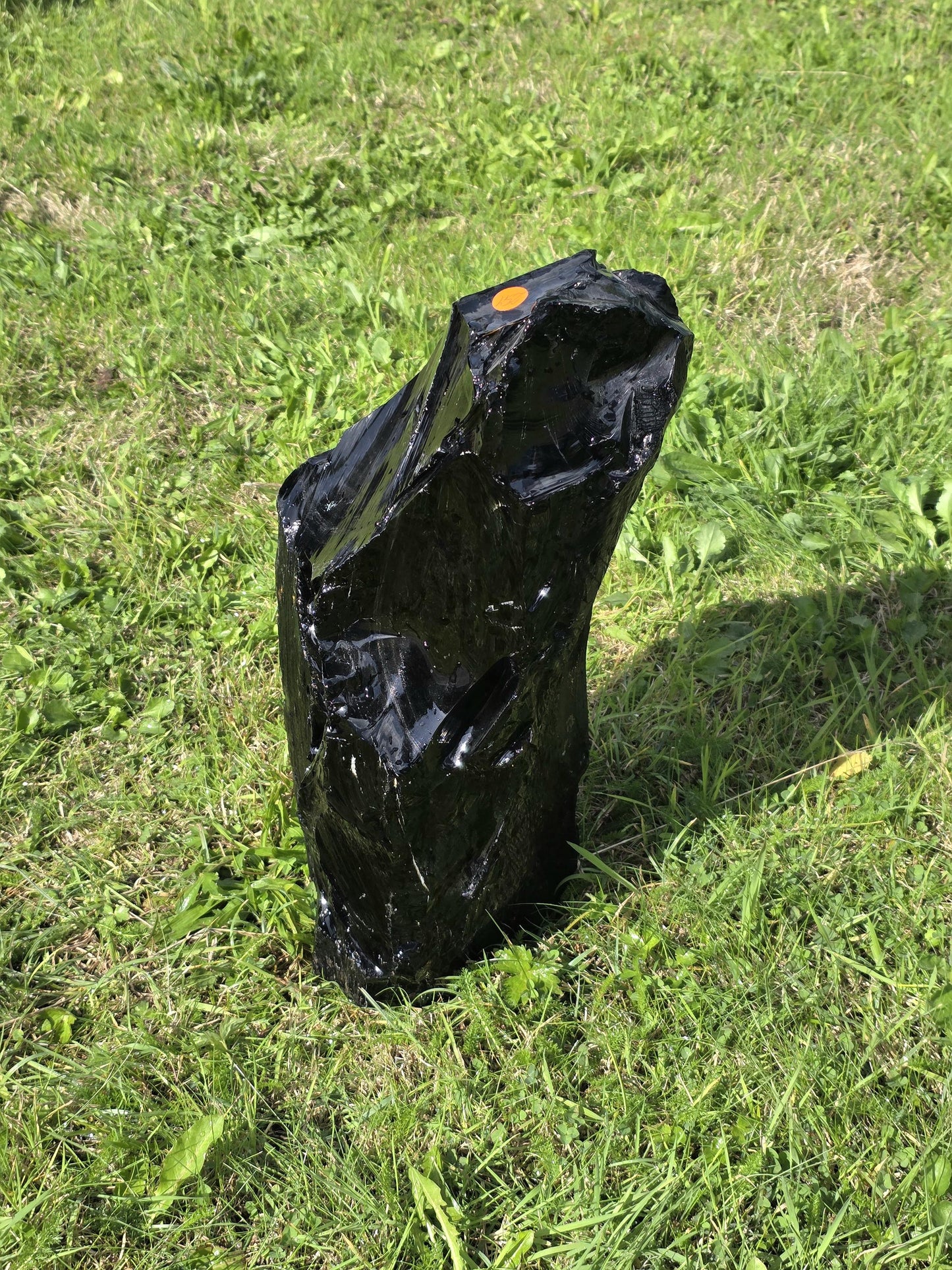 Black Obsidian XXL raw freestanding crystal, glossy finish.