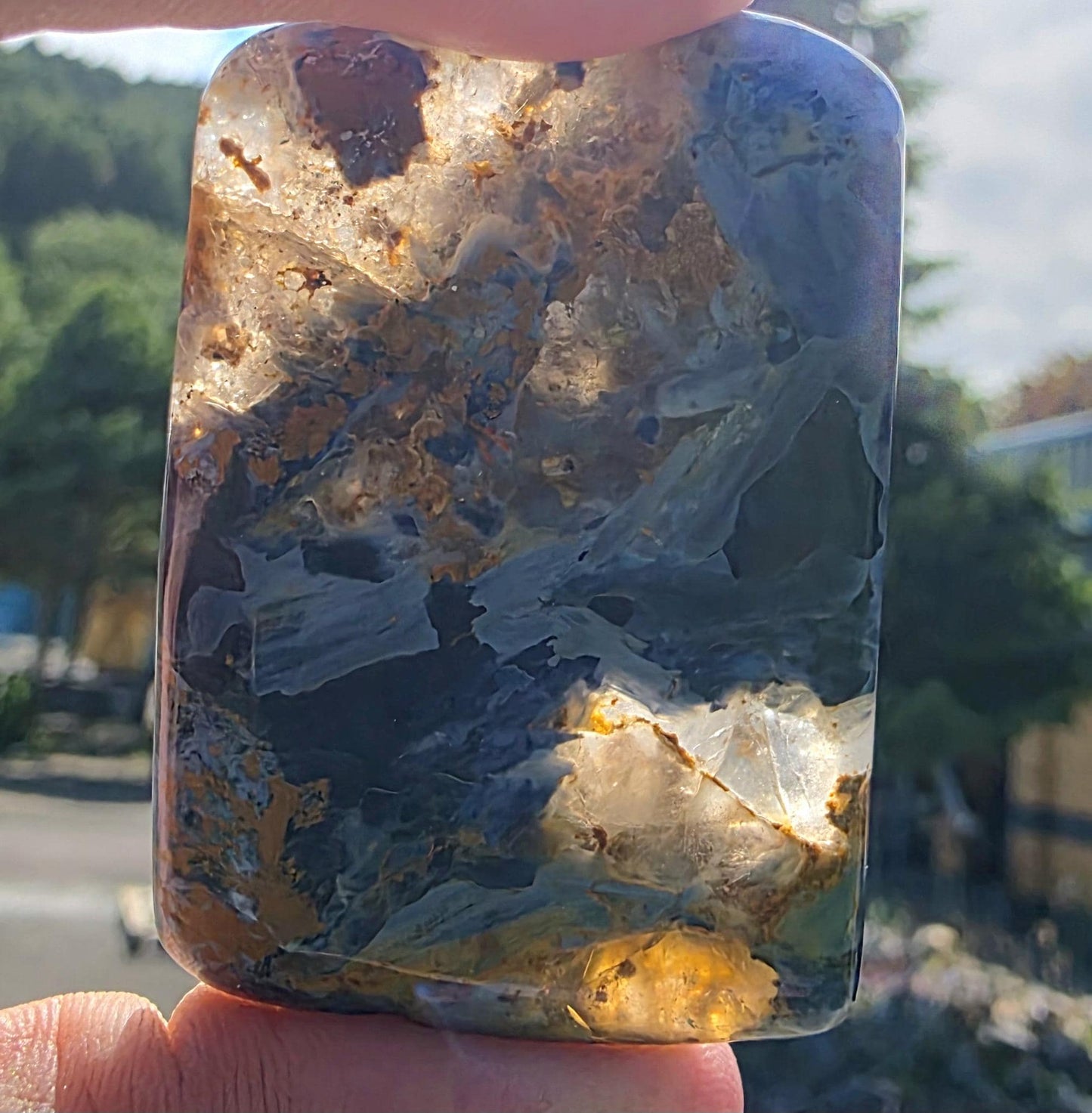 Pietersite with dramatic golden and blue colors.